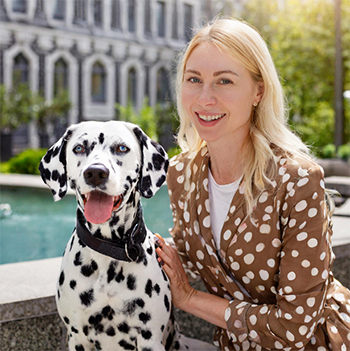 How Dog Lovers in the UK Sniffed Out True Love - smiling woman blond beautiful and Dalmatian dog